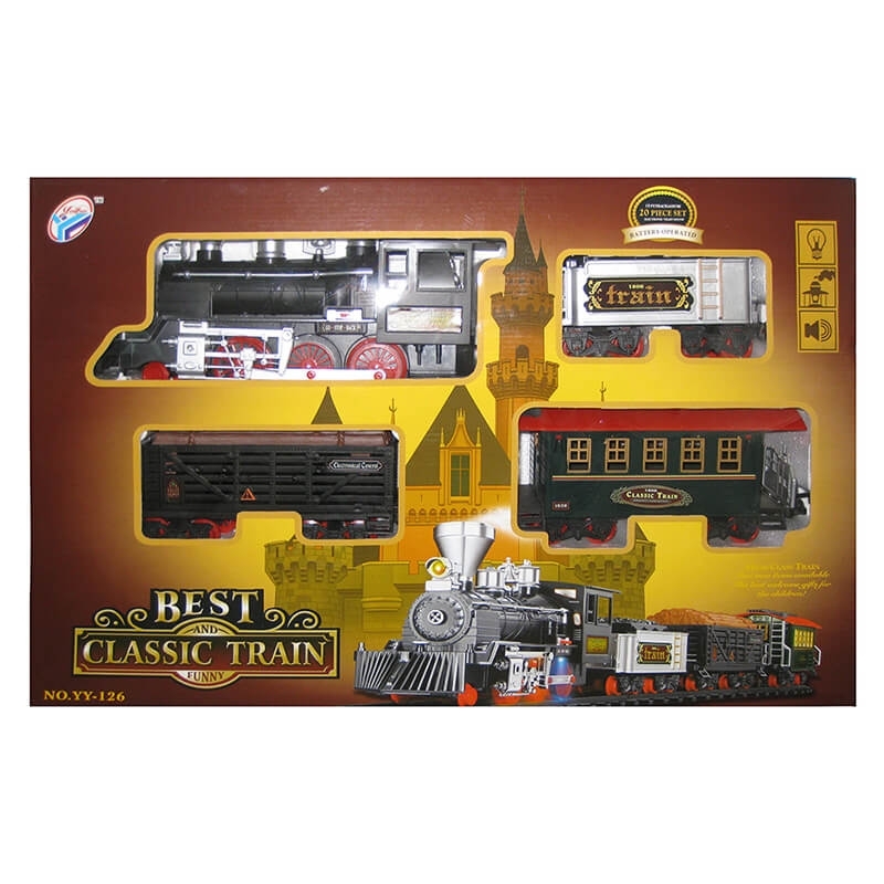 Σετ Τρένο με Μηχανή, 3 Βαγόνια, Γραμμές, Ήχους, Φώτα και ΚαπνόΣετ Τρένο με Μηχανή, 3 Βαγόνια, Γραμμές, Ήχους, Φώτα και Καπνό