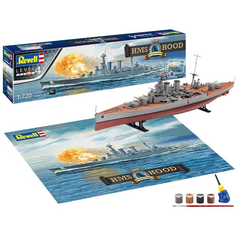Πολεμικό Πλοίο Hms Hood 1/720 σετ δώρου με χρώματα και κόλλαΠολεμικό Πλοίο Hms Hood 1/720 σετ δώρου με χρώματα και κόλλα