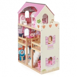 Ξύλινο Κουκλόσπιτο Mia με 5 Επιπλωμένα Δωμάτια