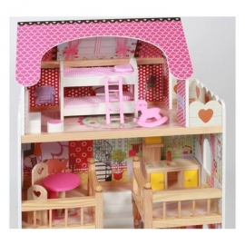 Ξύλινο Κουκλόσπιτο Mia με 5 Επιπλωμένα Δωμάτια