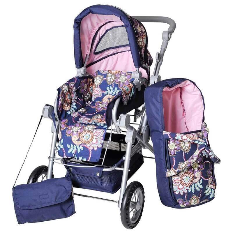 Καρότσι Κούκλας Twingo S Blue Flowers Καρότσι Κούκλας Twingo S Blue Flowers