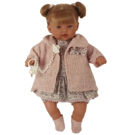 Κούκλα Paula Ροζ με Ήχο και Πιπίλα 45εκ. Tyber (145710)
