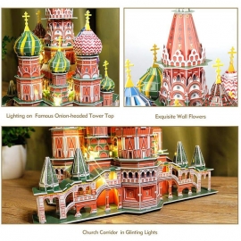 3D Παζλ Καθεδρικός Ναός Αγίου Βασιλείου LED φωτιζόμενο 224 κομ.