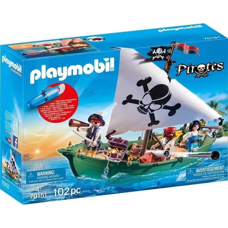 Playmobil Πειρατές - Πειρατικό Πλοιάριο με Υποβρύχιο Μοτέρ(70151)Playmobil Πειρατές - Πειρατικό Πλοιάριο με Υποβρύχιο Μοτέρ(70151)