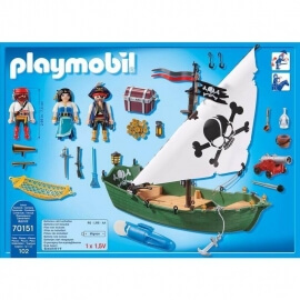 Playmobil Πειρατές - Πειρατικό Πλοιάριο με Υποβρύχιο Μοτέρ(70151)