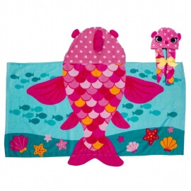 Παιδική Πετσέτα-Poncho για τη Θάλασσα με Κουκούλα (60 x 117 εκ) - Stephen Joseph Pink Fish (SJ100440B)