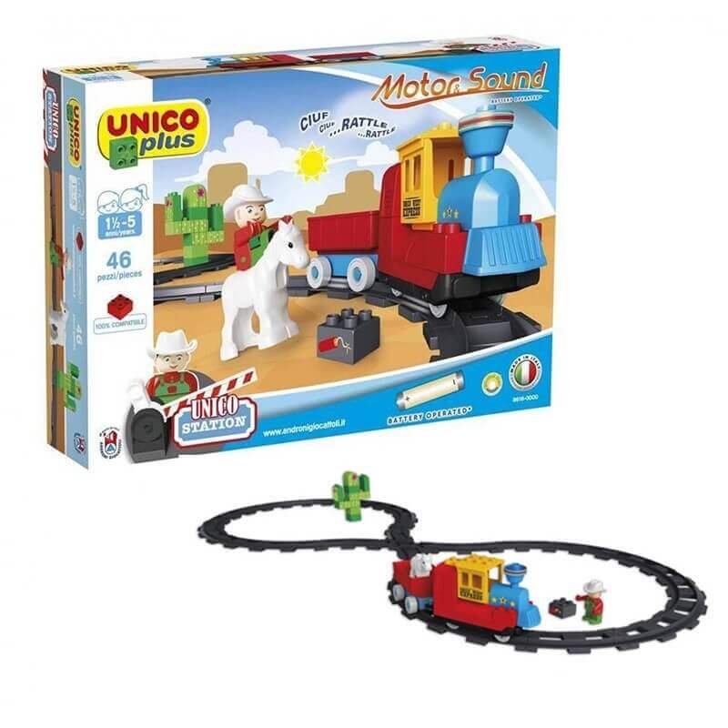 Unico Plus Τουβλάκια - Κατασκευή Τρένο Μπαταρίας Με Γραμμές 46τεμ Unico Plus Τουβλάκια - Κατασκευή Τρένο Μπαταρίας Με Γραμμές 46τεμ