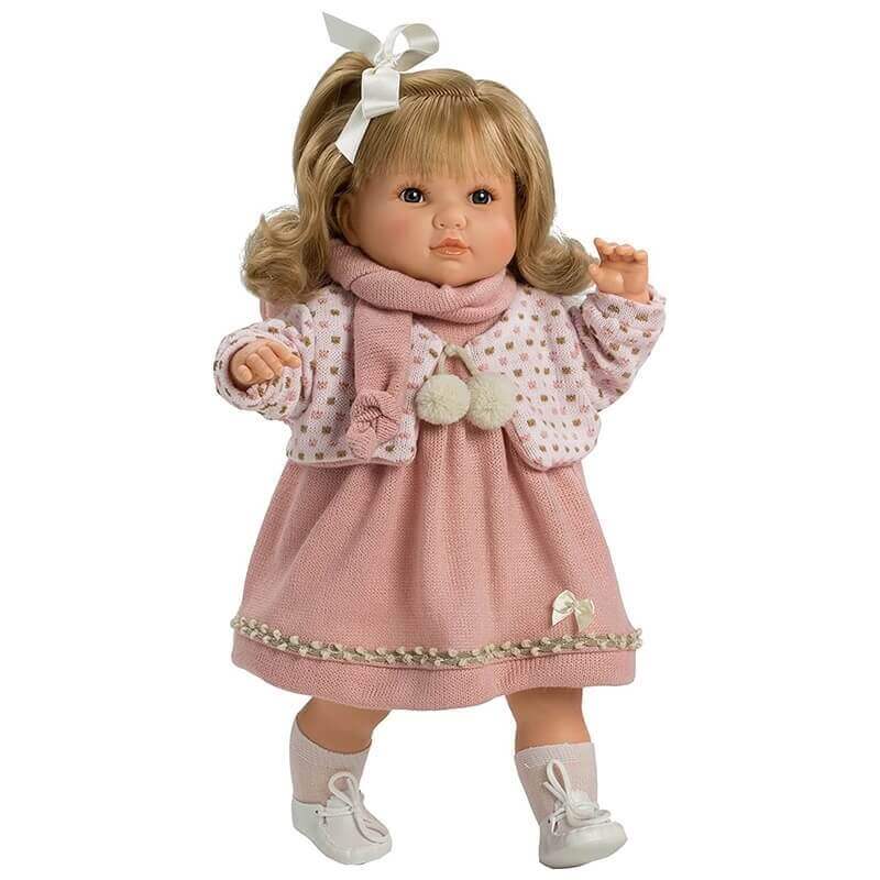 Κούκλα με Ήχους Sandra με Ροζ Φόρεμα 42εκ.