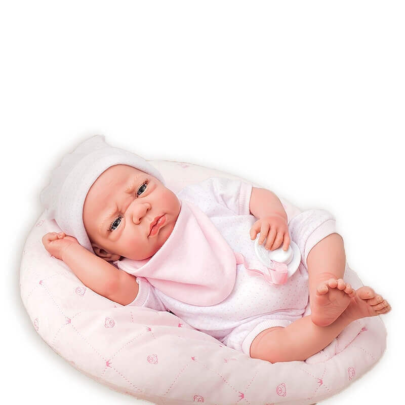 Μωρό Βινυλίου Elegance Edur με Μαξιλάρι ροζ 40cm-1500gr.