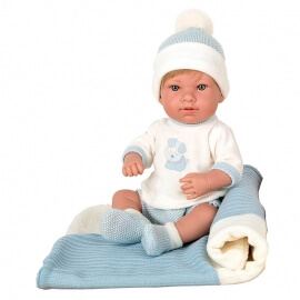 Μωρό Βινυλίου Salma με Κουβερτάκι γαλάζιο 42cm