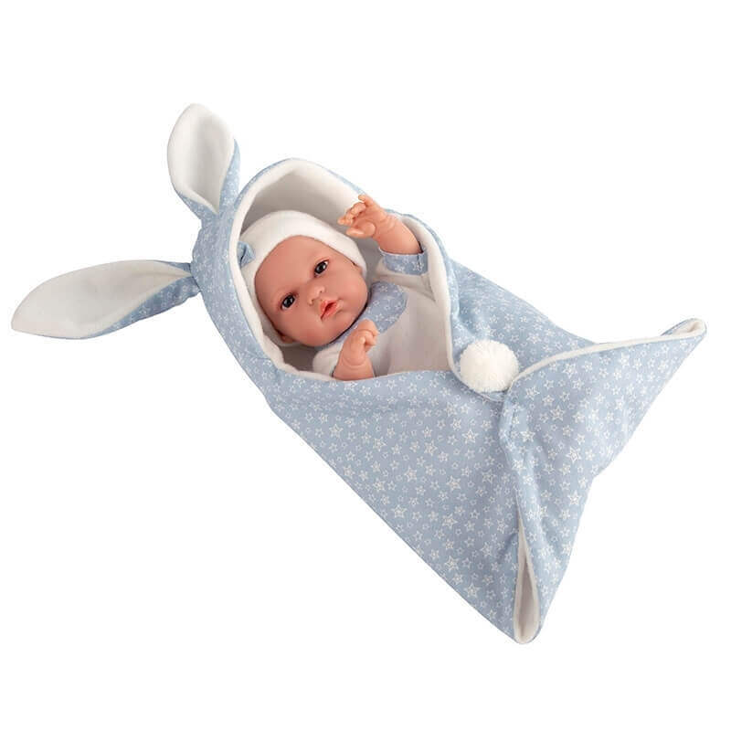 Μωρό Βινυλίου Natal με Υπνόσακο Κουβερτάκι γαλάζιο 33cm