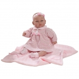 Μωρό Sara με Ήχους, Ροζ Φόρεμα & Κουβερτάκι 50εκ.