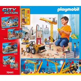 Playmobil City Action Ανυψωτικός Γερανός Βαρέως Τύπου Με Τηλεχειριστήριο Και Σκαλωσιές (70441)