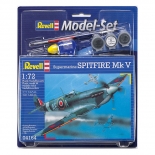 Πολεμικό Αεροπλάνο Spitfire Mk V σετ δώρου με χρώματα & κόλλα 1/144