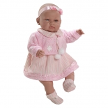 Μωρό Sara με Ήχους, Ροζ Ζακετάκι & Φόρεμα 50εκ.