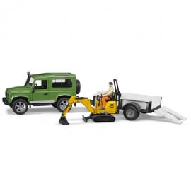 Bruder - Τζιπ Land Rover με Καρότσα & Εκσκαφέα CAT