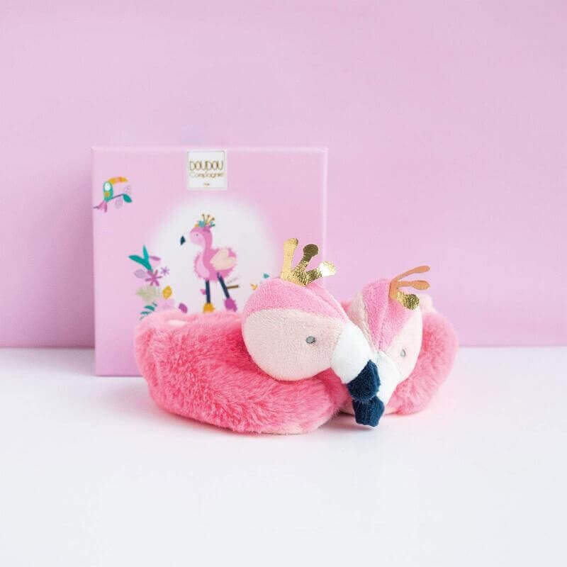 Παπουτσάκια Λούτρινα Μπεμπέ Φλαμίνγκο Ροζ (0-6 μηνών) σε Κουτί Δώρου