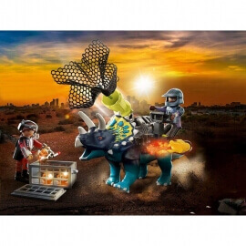 Playmobil Δεινόσαυροι - Τρικεράτωψ με πανοπλία-κανόνι και μαχητές (70627)