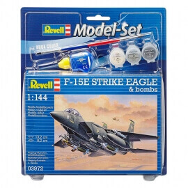 Πολεμικό Αεροπλάνο F-15E Strike Eagle Σετ Δώρου με Χρώματα & Κόλλα 1/144 - Revell 63972