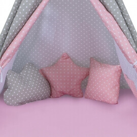 Παιδική Σκηνή Baby Adventure Teepee Gray Pink Star