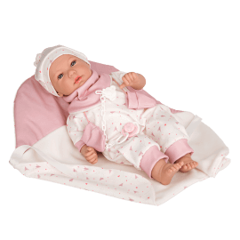 Μωρό Elegance Lois Ροζ 45 εκ. με Ήχους και Κουβέρτα - Munecas Arias (55295)
