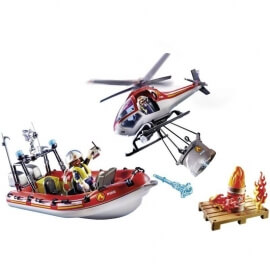 Playmobil Πυροσβεστική - Πυροσβεστικό Ελικόπτερο και Φουσκωτό Σκάφος (70335)