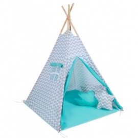 Παιδική Σκηνή Baby Adventure Teepee Grey Wave Mint