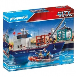 Playmobil City Action - Φορτηγό Πλοίο και Ταχύπλοο Σκάφος Τελωνειακών (70769)