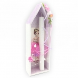 Χειροποίητη Πασχαλινή Λαμπάδα Λευκή σε Κασετίνα-Μπαλαρίνα (4310W)