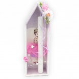 Χειροποίητη Πασχαλινή Λαμπάδα Λευκή σε Κασετίνα-Μπαλαρίνα (4310W)