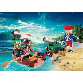 Playmobil Pirates - Maxi Βαλιτσάκι Λιμενοφύλακας με Κανόνι & Πειρατής σε Βάρκα (9102)