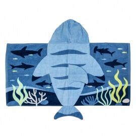 Παιδική Πετσέτα - Poncho για τη Θάλασσα με Κουκούλα "Καρχαρίας" (60 x 117 εκ) - Stephen Joseph  (SJ100480Α)