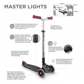 Πατίνι Globber Scooter Elite Αναδιπλούμενο Master Lights Red