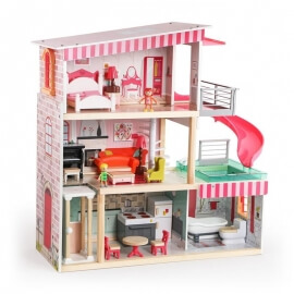 Ξύλινο Κουκλόσπιτο Dream House με Έπιπλα και Πισίνα - Top Bright (120426)