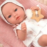 Μωρό Elegance Aria 38εκ με ρεαλιστικό Βάρος και Καλάθι Ροζ - Munecas Arias (60680)