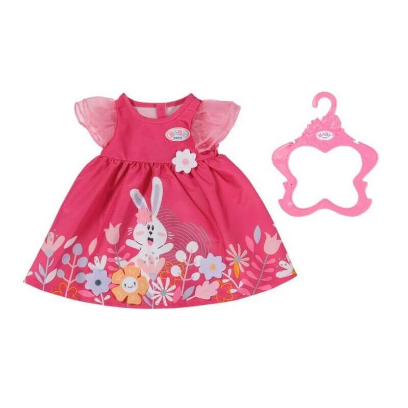 Φόρεμα για Κούκλα 43εκ Ροζ με Λαγουδάκι - Baby Born (832639)