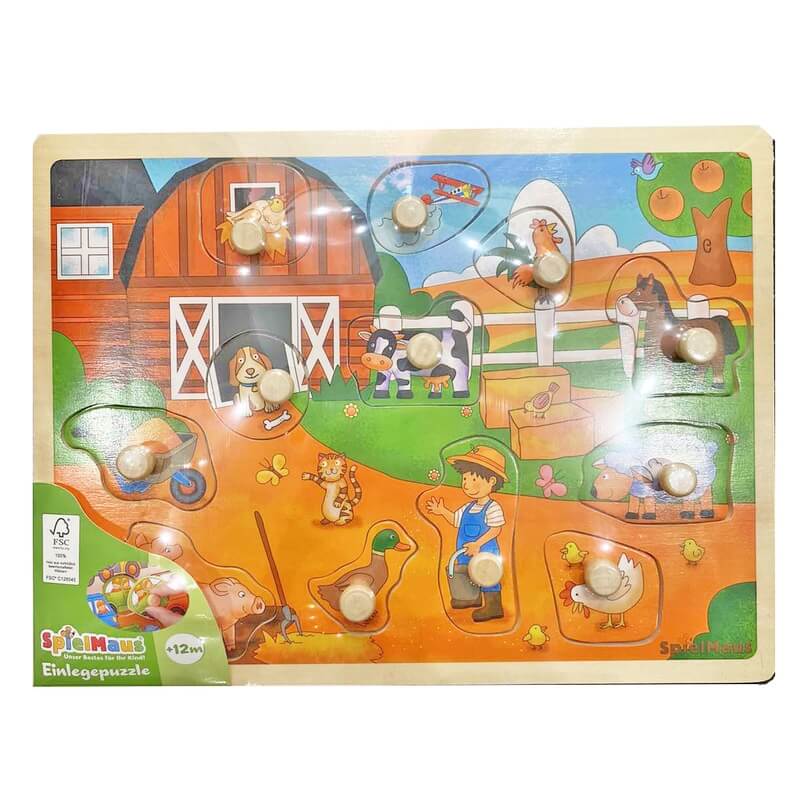 Ξύλινο Παζλ με Ενσφηνώματα 10τμχ "Φάρμα" - Spielmaus (60472912Β) Ξύλινο Παζλ με Ενσφηνώματα 10τμχ "Φάρμα" - Spielmaus (60472912Β)