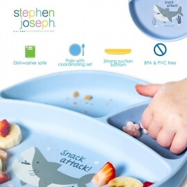 Παιδικό Πιάτο Σιλικόνης με Βεντούζα "Καρχαρίας" - Stephen Joseph (SJ119780)