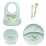 Παιδικό Σετ Φαγητού Stephen Joseph "Δεινόσαυρος" με Σαλιάρα, Μπολ, Πιάτο & 2 Κουταλάκια Σιλικόνης