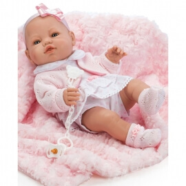 Μωρό Βινυλίου 42εκ με Ροζ Ρούχα & Κουβερτάκι - Berbesa (5113)