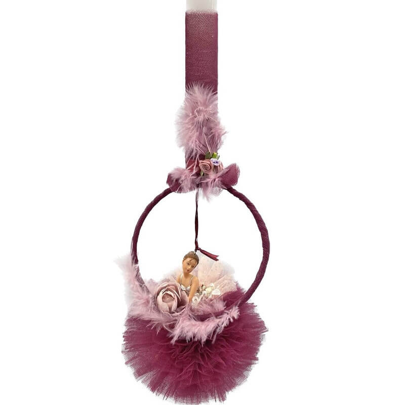 Χειροποίητη Πασχαλινή Λαμπάδα Μπαλαρίνα με Στεφάνι Μπορντώ (0233B)Χειροποίητη Πασχαλινή Λαμπάδα Μπαλαρίνα με Στεφάνι Μπορντώ (0233B)