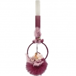 Χειροποίητη Πασχαλινή Λαμπάδα Μπαλαρίνα με Στεφάνι Μπορντώ (0233B)