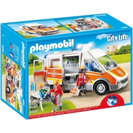 Playmobil Παιδιατρικη Κλινική - Ασθενοφόρο με Σειρήνα και Φάρο (6685)