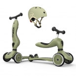 Σετ Scoot & Ride Πατίνι Highwaykick 1 & Κράνος XXS Olive