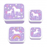 Σετ 4 Δοχεία Φαγητού Lunch & Snack Box Unicorn Dreams - A Little Lovely Company (SBSEUD73)