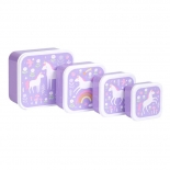 Σετ 4 Δοχεία Φαγητού Lunch & Snack Box Unicorn Dreams - A Little Lovely Company (SBSEUD73)