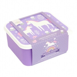 Σετ 4 Δοχεία Φαγητού Lunch & Snack Box Unicorn Dreams - A Little Lovely Company (SBSEUD73)
