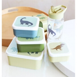 Σετ 4 Δοχεία Φαγητού Lunch & Snack Box Dinosaurs - A Little Lovely Company (SBSEDI38)