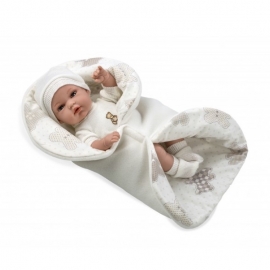 Μωρό Βινυλίου με Υπνόσακο Κουβερτάκι "Natal" Μπέζ 33cm