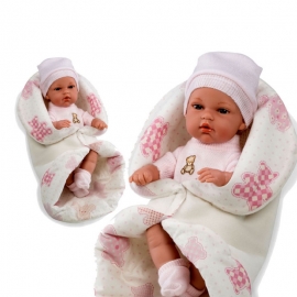 Μωρό Βινυλίου με Υπνόσακο Κουβερτάκι "Natal" Ρόζ 33cm